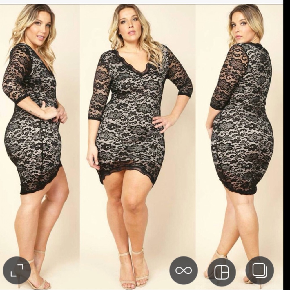Elegant Black Lace High Low Dress